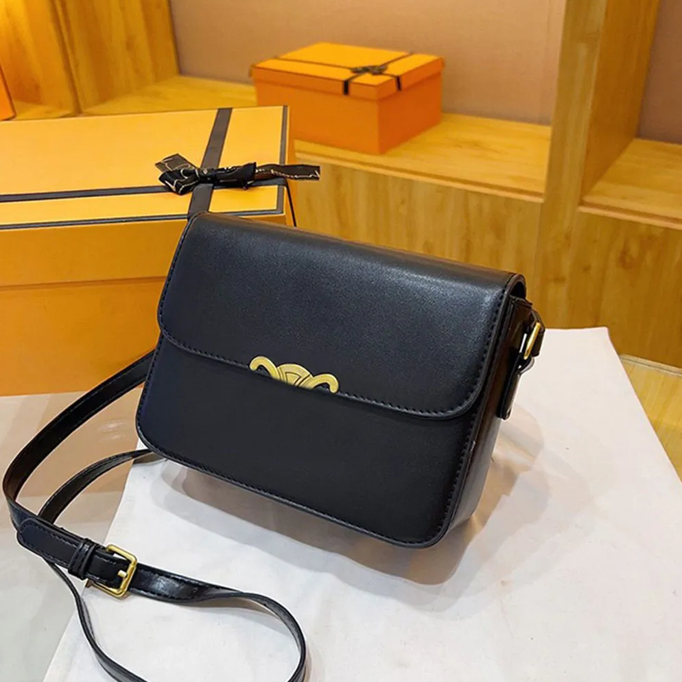 designer bag teen triomph bag leather cowhide bag Crossbody bag Fabric printing bag Saddle bags