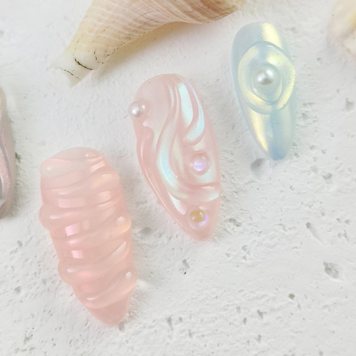 10pcs Handrawn 3D Handmade Press-on nails Medium Almond Nails Bundle Spring Summer Colorful Fake nails Finished nail stickers Free storage box jelly g