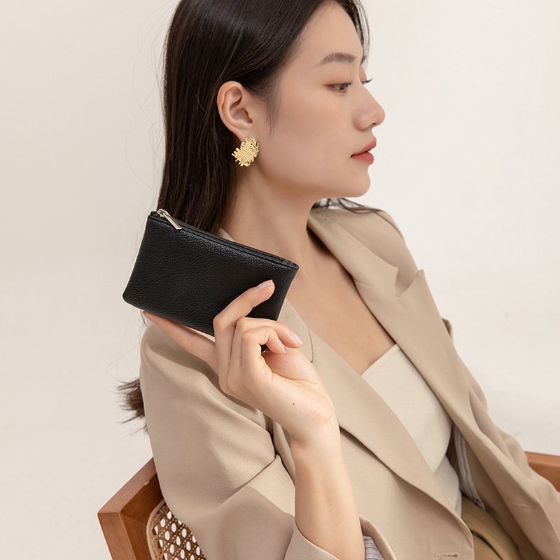 New Fashionable Men s and Women s Suitable Lychee Pattern fashion Zipper Wallet Ultra Thin Short fashion Card Coin Key Storage Bag Designer Men s Key 