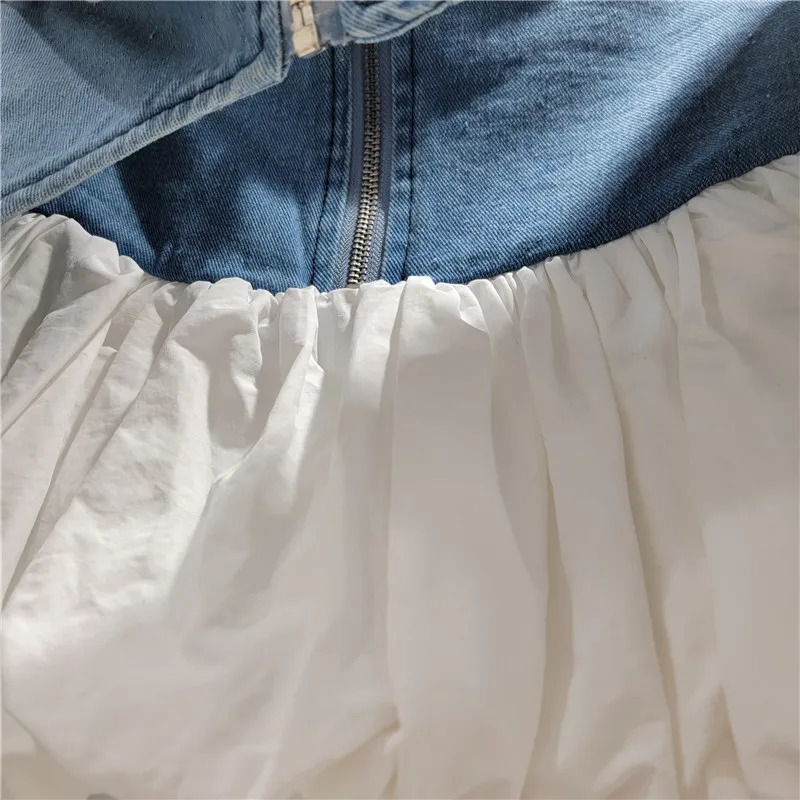 GetSpring Women Skirt 2025 Summer Fashionable Denim Stitching Two ALine All Match Loose High Waist Mini Skirts 250516Z