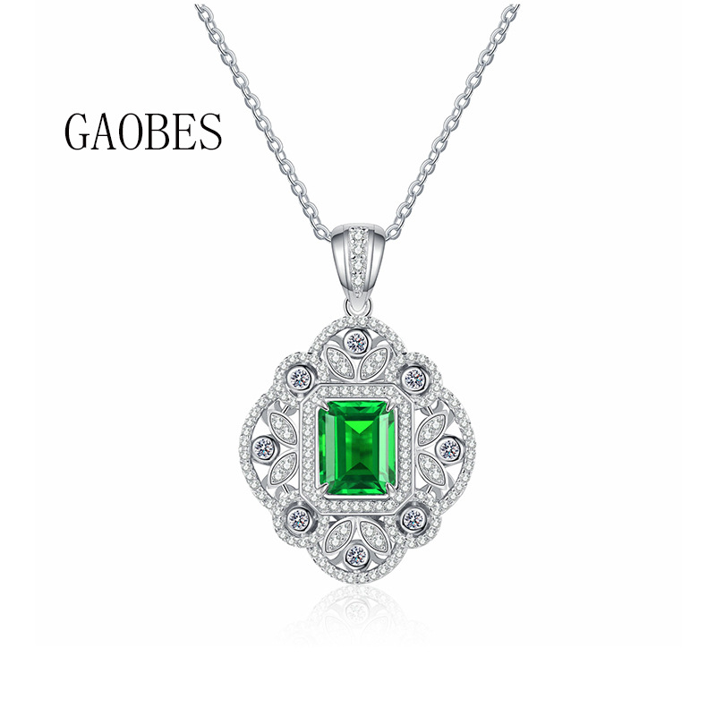 925 Sterling Silver Multi-Color Gemstone Necklace with Emerald, Ruby, and Sapphire Pendants for Women, Vintage-Inspired Luxury Jewelry