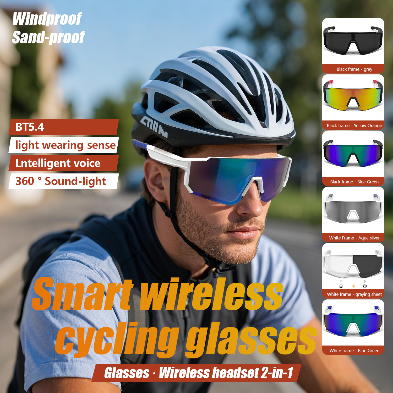 2025 new wind and sand AI smart bluetooth glasses cycling outdoor men sunglasses girls sunglasses cross-border dazzling colors