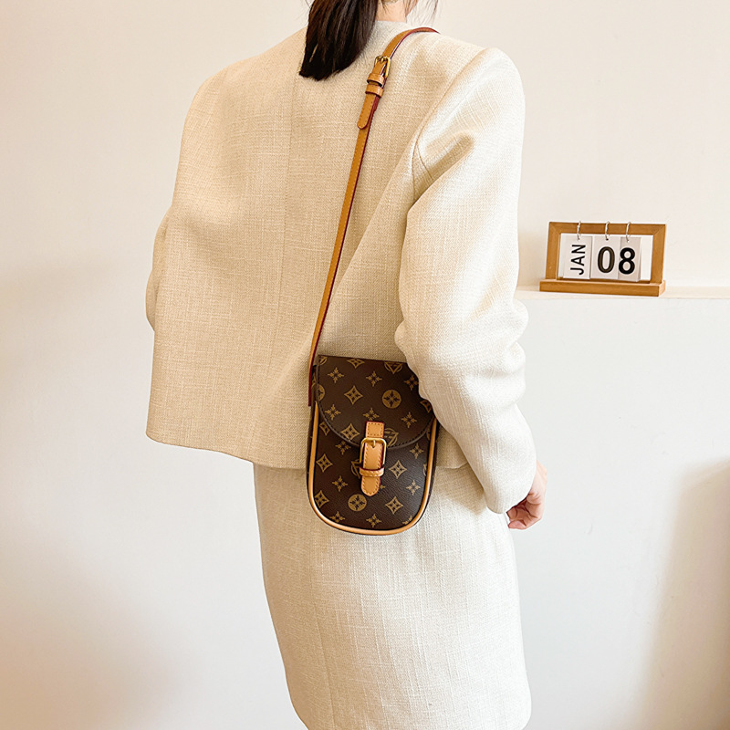 Exquisite mobile phone bag women's new senior sense printed shoulder bag with small square tide cross-body bag