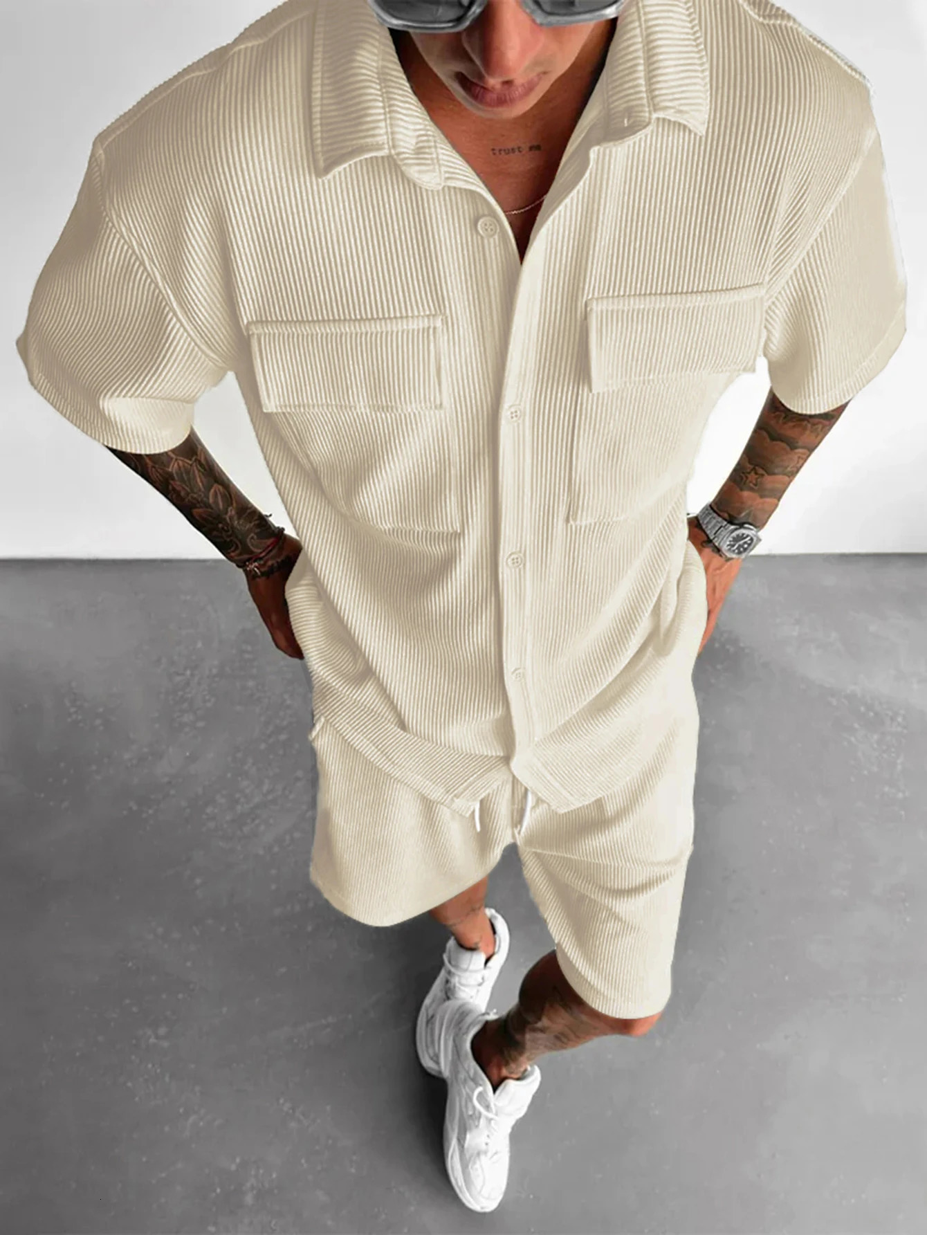 Summer Short Sleeve ShirtShorts Sports Suit Mens Loose TShirt Five Pants Casual Fashion Running Male TwoPiece Clothing 250614