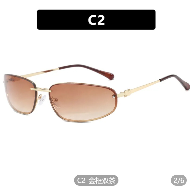 Designer mu muis sunglasses: curved curved frameless women's sunglasses, mercury gray light color, tech-savvy retro sunglasses, pink A50 model