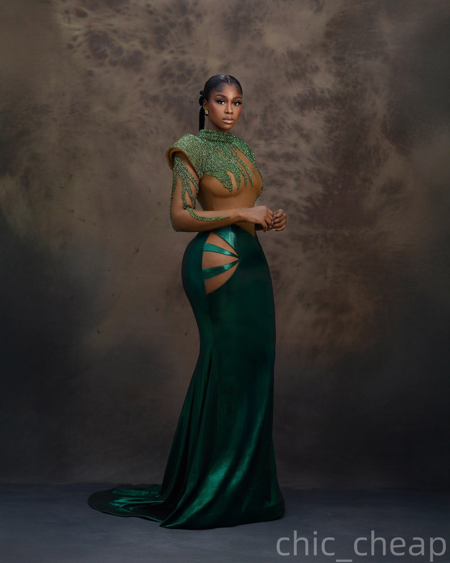 Dark Green Mermaid Prom Dresses 2025 Beaded Illusion Satin Sequined Evening Formal Party Second Birthday Engagement Gowns Plus Size Dress For Special 