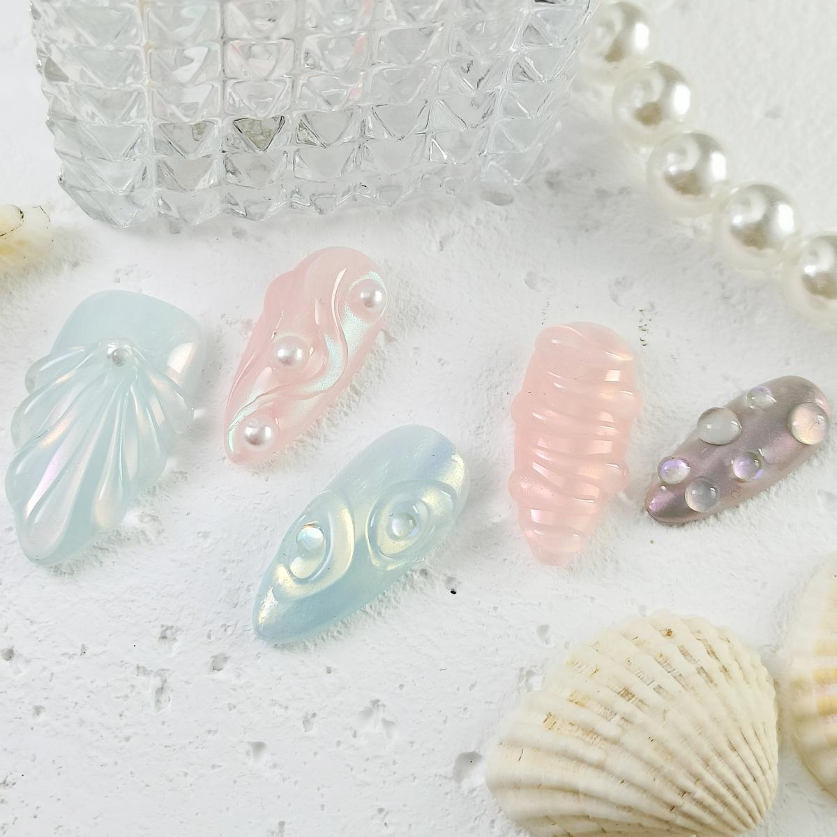 10pcs Handrawn 3D Handmade Press-on nails Medium Almond Nails Bundle Spring Summer Colorful Fake nails Finished nail stickers Free storage box jelly g