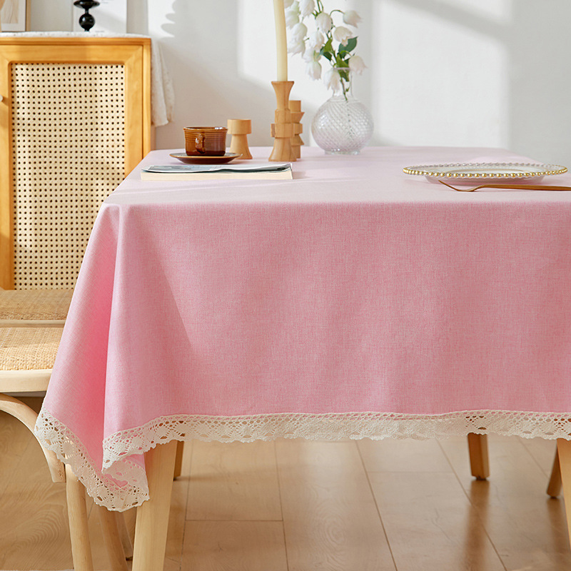 B369 tablecloth waterproof and oil-proof wash-free Nordic solid color imitation cotton and linen fabric rectangular light luxury high-end dining table