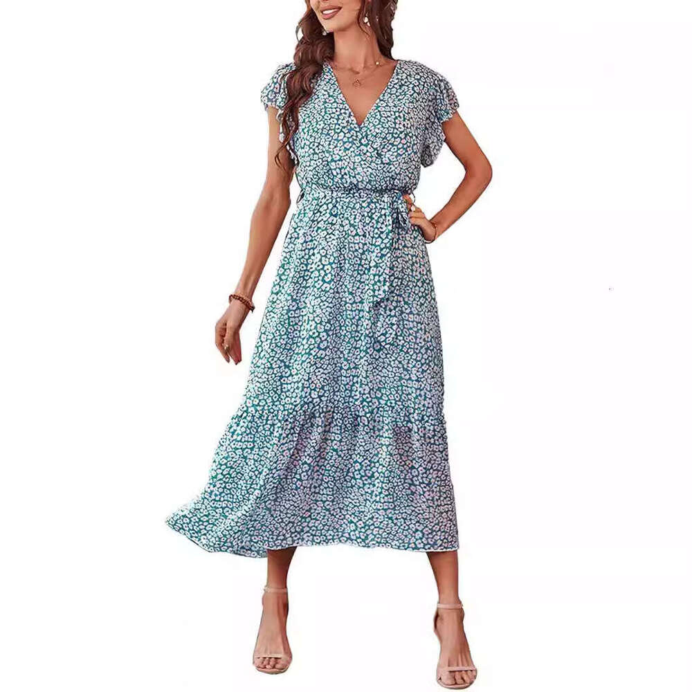 Maxi Dress New Women S Mid Length Summer Short Sleeved Printed Dress Floral Dress