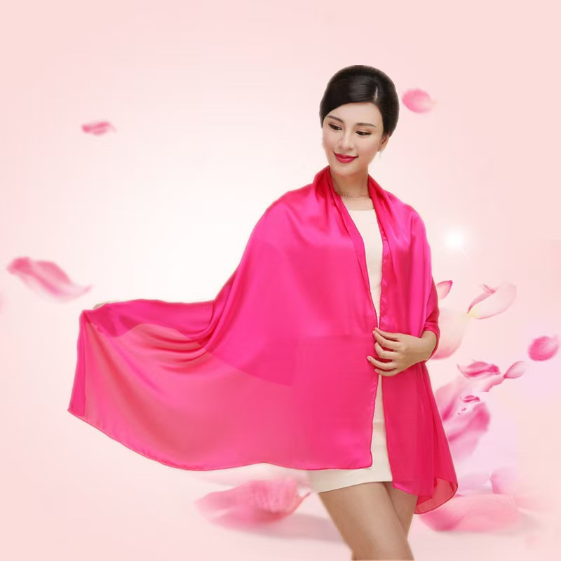 K824 Pure color satin imitation silk scarf for women Summer sunscreen scarf fashionable and versatile long air conditioning shawl wholesale