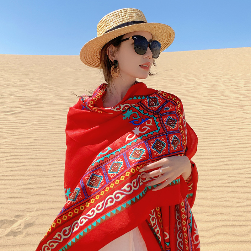 K820 Leisure outdoor ethnic style cloak outer wear breathable scarf comfortable large cloak desert fashion photo travel shawl