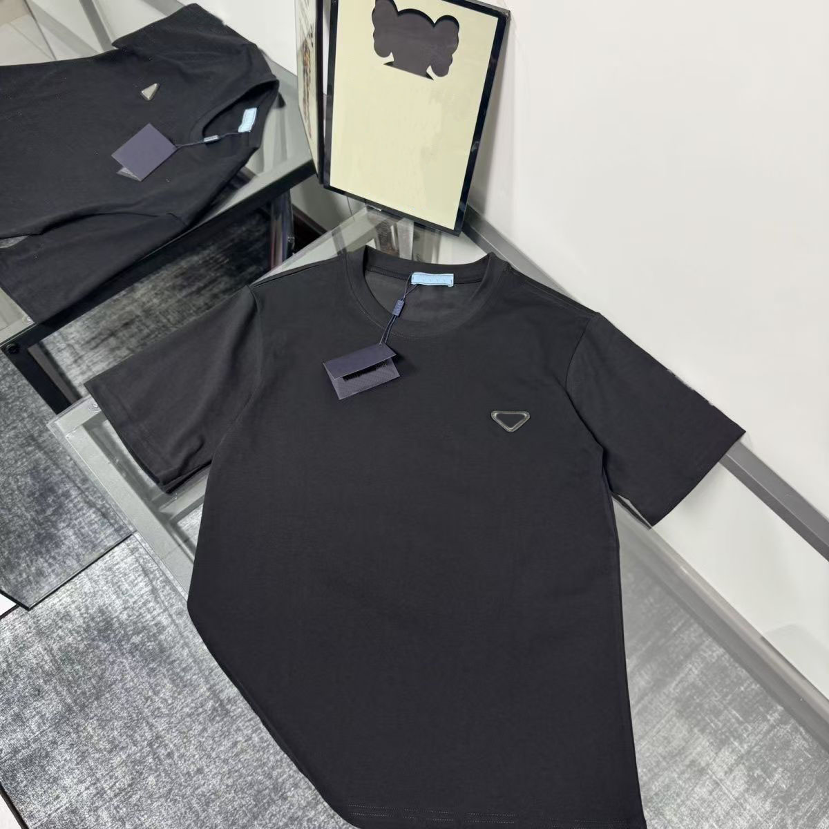 Men's T-shirt designer black and white short sleeved high-end high-quality men's embroidered letter pattern 100% pure cotton POLO shirt couple top