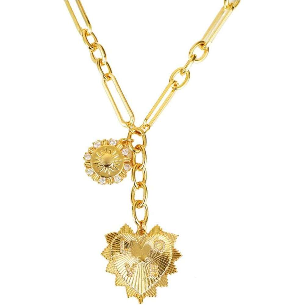 Chunky for Women Trendy Gold Sun Pendant Necklaces Heart Choker Necklace Coquette Love Jewelry