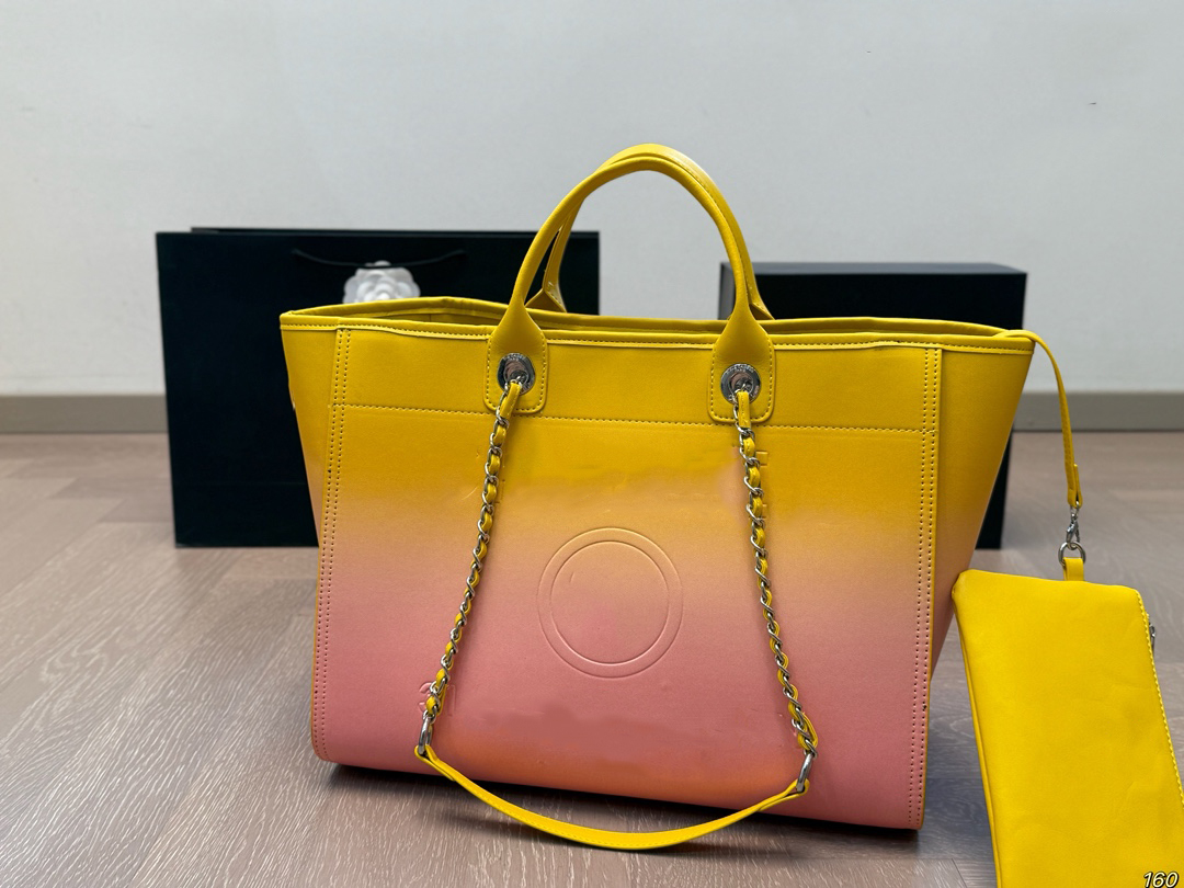 Designer bags fashion handbags classic leather chrome summer timeless luxury leather trim beach tote bag women shoulder bag crossbody