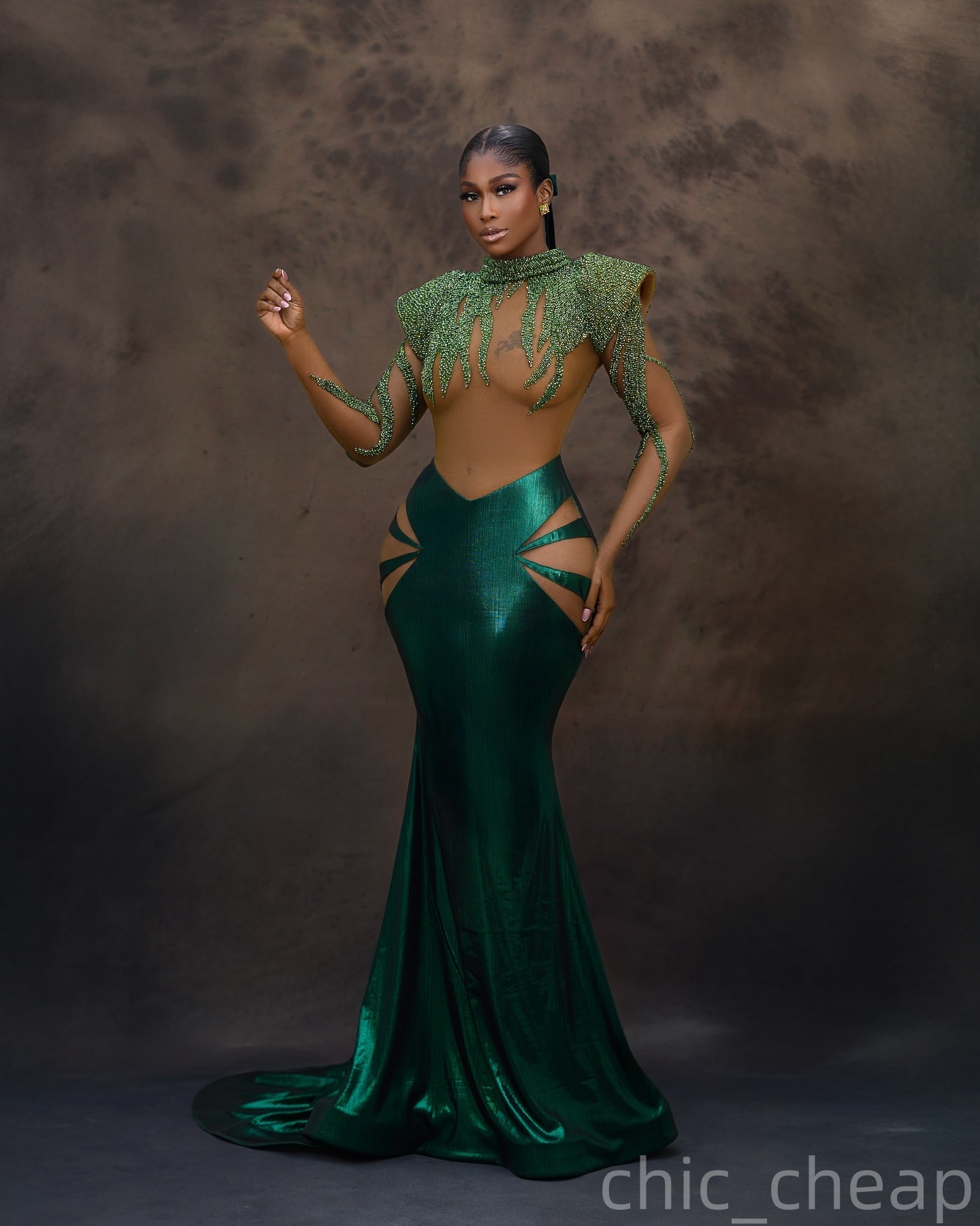 Dark Green Mermaid Prom Dresses 2025 Beaded Illusion Satin Sequined Evening Formal Party Second Birthday Engagement Gowns Plus Size Dress For Special 
