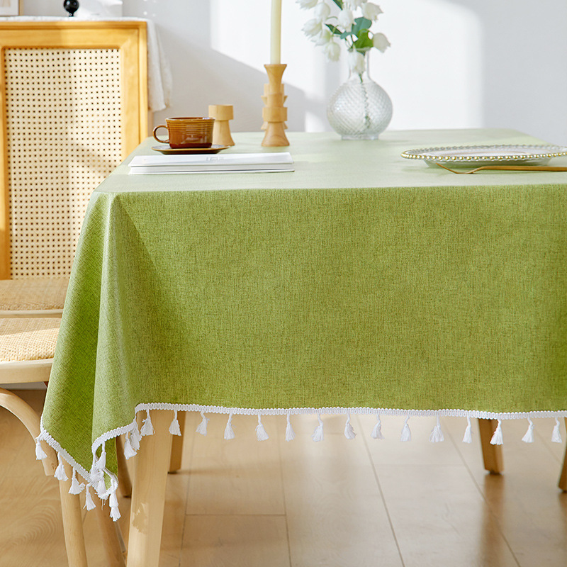 T0476 tablecloth waterproof and oil-proof wash-free Nordic solid color imitation cotton and linen fabric rectangular light luxury high-end dining tabl