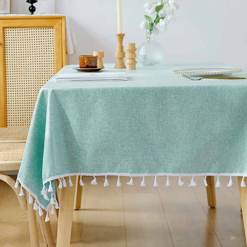 B369 tablecloth waterproof and oil-proof wash-free Nordic solid color imitation cotton and linen fabric rectangular light luxury high-end dining table