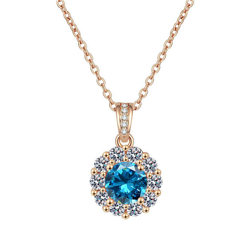 Cross border live streaming hot collection brilliant galaxy 925 silver plated champagne gold ring earrings necklace bracelet jewelry four piece set