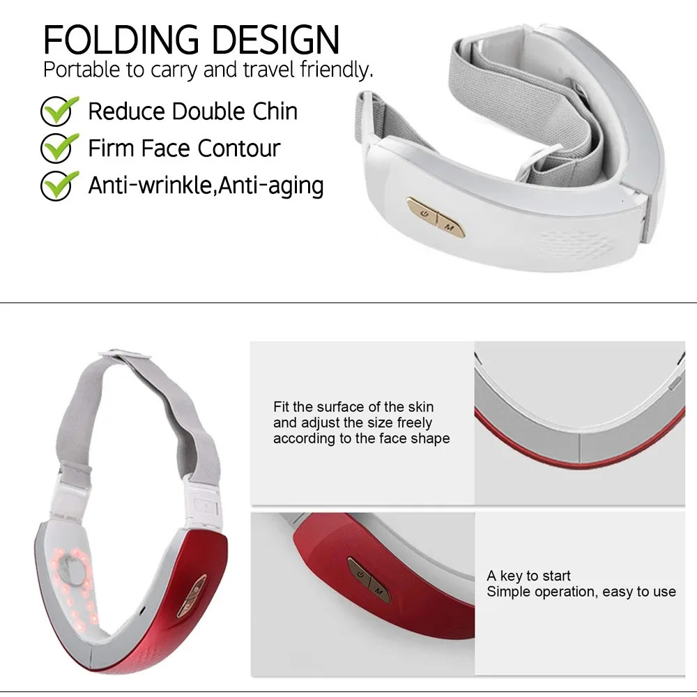 Electric V Face Facial Machine V-Line Up Lift Belt Face Massage LED Face Skin Double Chin Reducer Beauty Care 250522