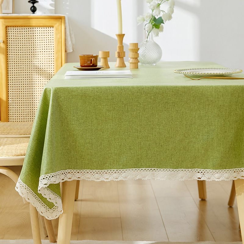 B369 tablecloth waterproof and oil-proof wash-free Nordic solid color imitation cotton and linen fabric rectangular light luxury high-end dining table