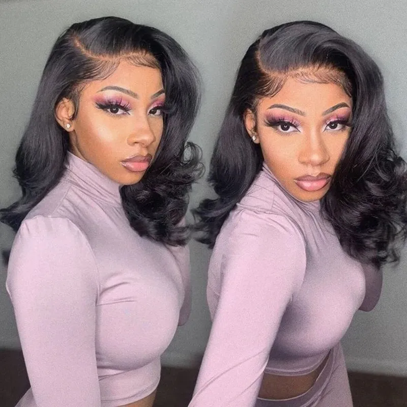 Really Bob Highlight Wigs Luxurious Naturally Colored 100% Human Short Body Wave Hair Closure Wig Ready To Wear For Black Women
