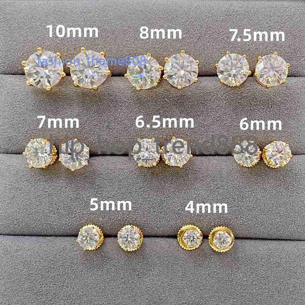 Pass Diamond Tester Classic 6 Prong 925 Sterling Silver Moissanite Screw Back Stud Earrings