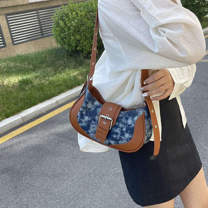 free shipping shoulder women's niche spring summerstyle armpit fashionable contrasting color versatile commuting crossbody bag