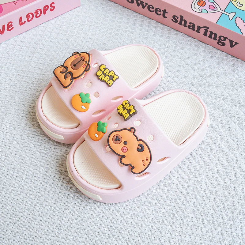 Cartoon Orange Kapibara Versatile Girls Eva Slippers Fashionable Double Soft-Soled Non-Slip Sandals 831 250522
