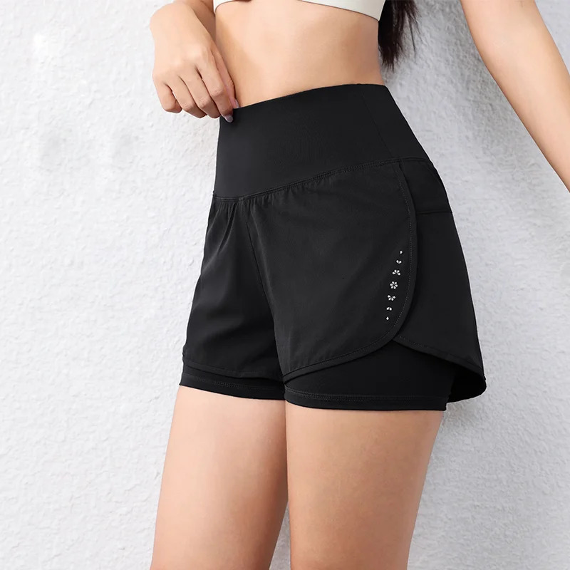 quick-drying womens running shorts sports layer elastic waist active sports shorts with pockets yoga shorts 250515bjbj