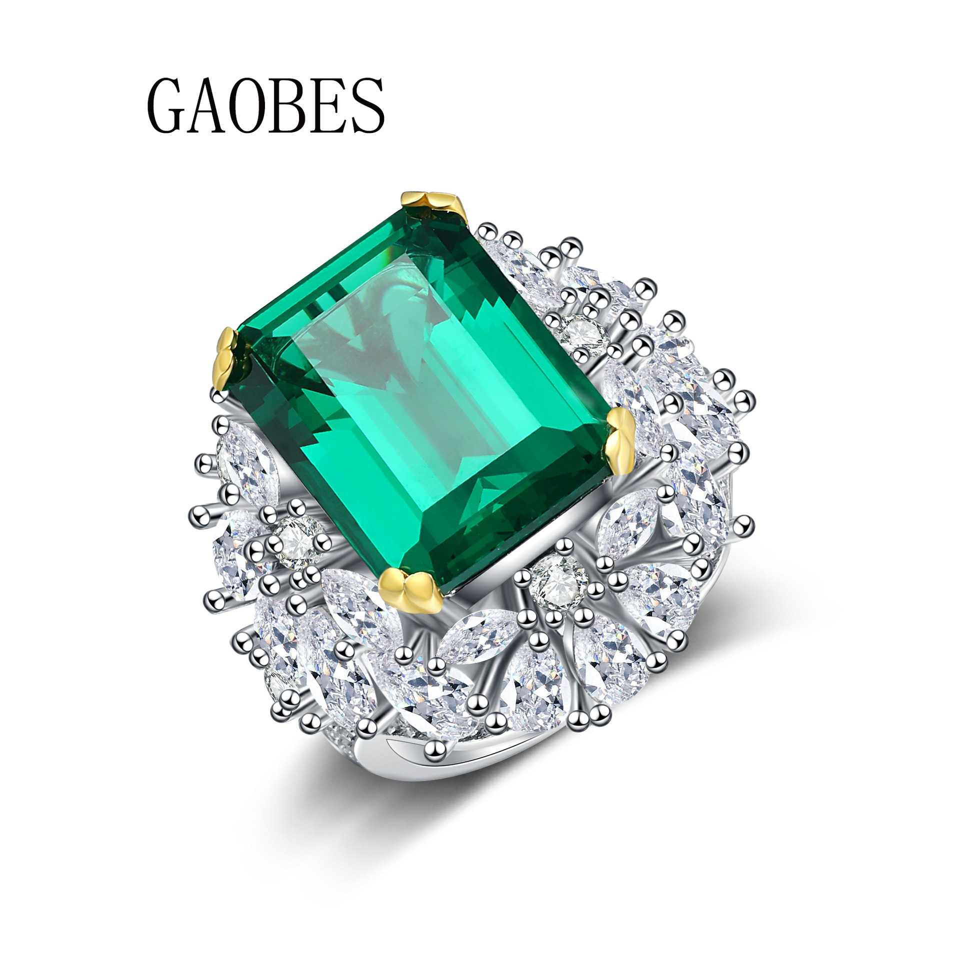 Luxury S925 Sterling Silver Green Gemstone Ring for Women, Featuring Emerald Design and High-Quality Silver, Ideal for Fashion and Special Occasions