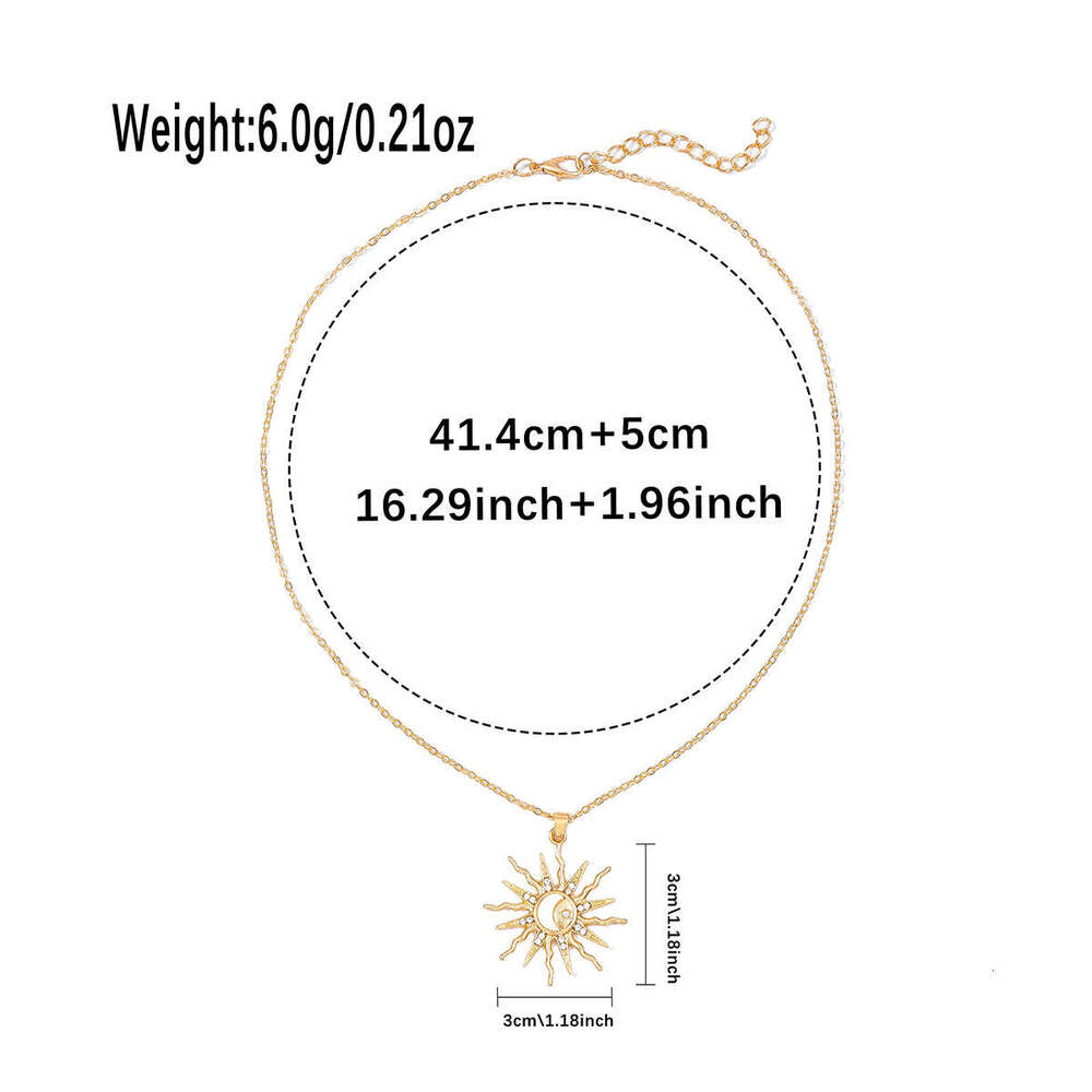 Fashion alloy moon pendant for accessories niche and versatile sun set star necklace
