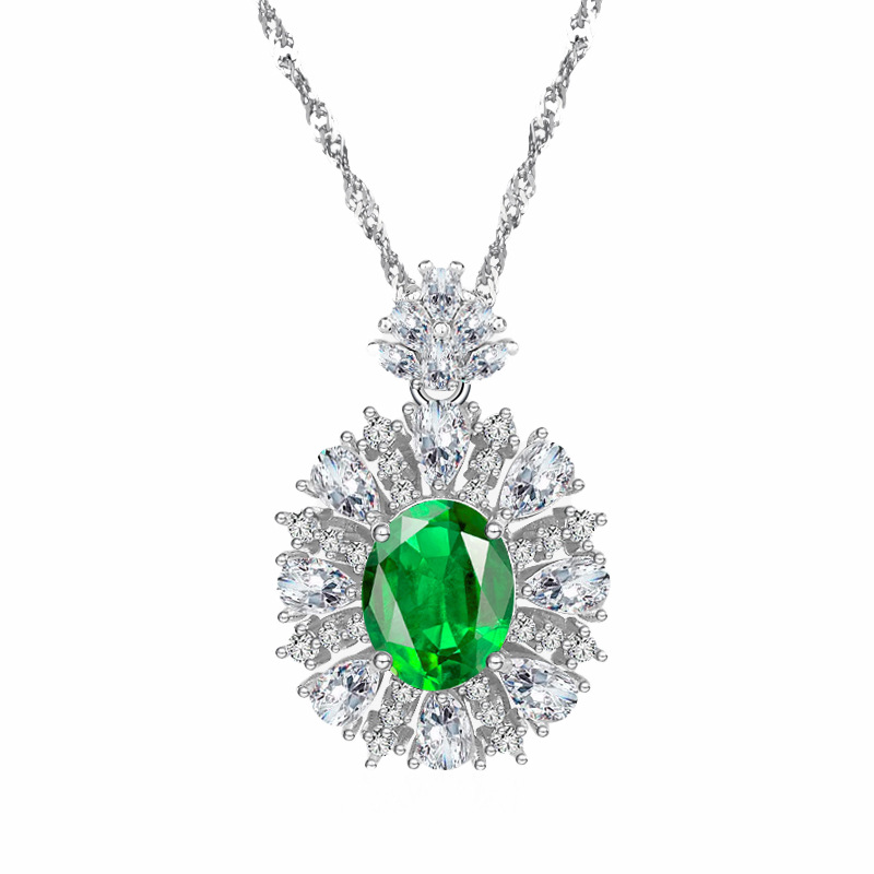 925 Sterling Silver Multi-Color Gemstone Pendant Necklace with 5A Full Diamonds for Women, Luxury Fashion Jewelry