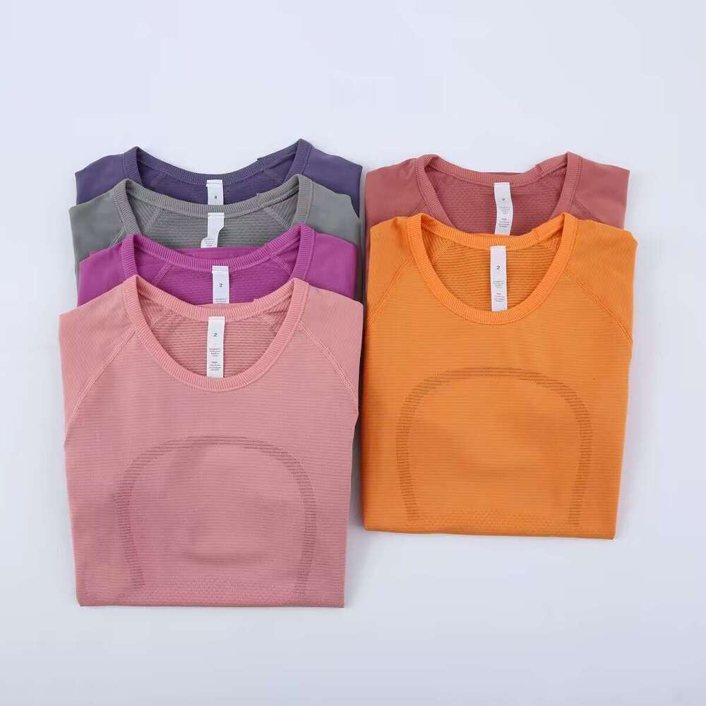 L8540 Women Yoga T-shirt Sports Short Sleeve Quick Dry Crew Neck Swiftly Tech Gym T-shirts Spandex Tight Jogging Fitness Clothes 18 Colors