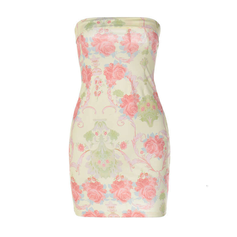 Maxi Dress New Women S Fresh Wind Flower Core Print Wrapped Chest And Hip Fit Dress Floral Dress