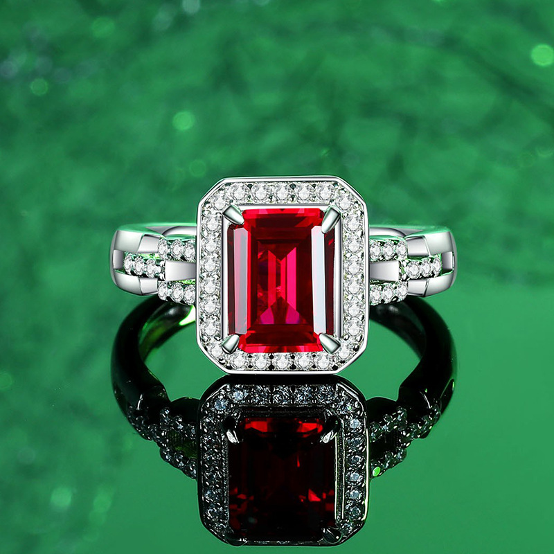 Exquisite Fashion Accessory Trio Featuring Rich Scarlet Synthetic Rubies Embedded into Durable Stainless Steel Base Ideal Giftset for Modern Female Co