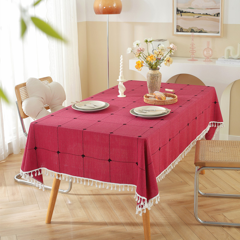 A664 American country retro tablecloth cotton linen style jacquard fabric flower and bird table cloth thickened coffee table cloth TV cabinet cover