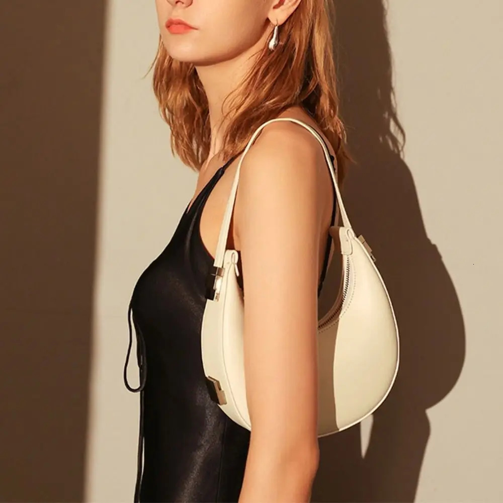 Creativity Minimalist Style Half-moon Bag Purse Fashion High-end Armpit Handbag PU Leather Womens Shoulder Bags 250521