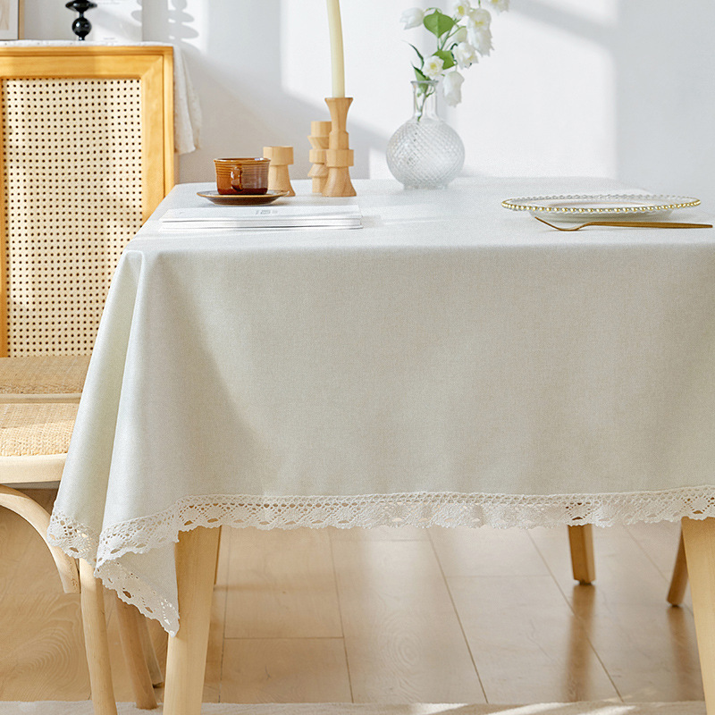 B369 tablecloth waterproof and oil-proof wash-free Nordic solid color imitation cotton and linen fabric rectangular light luxury high-end dining table