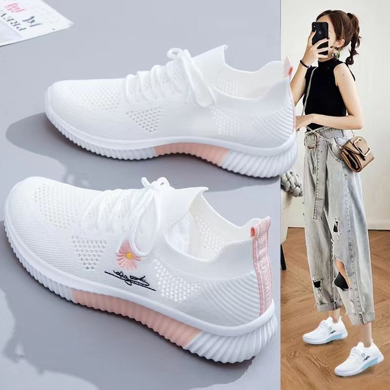 New Flying Weaver Girl Versatile Student Summer Tennis Women's Breathable Sports Casual White Shoes
