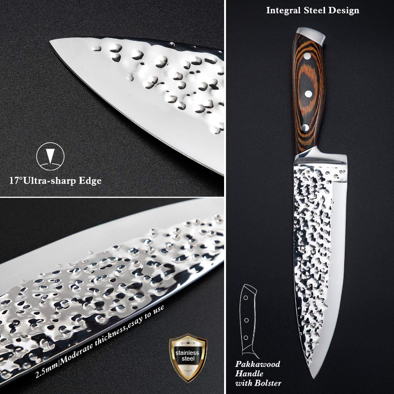 Automatic sharpening high-carbon stainless steel knife set of 15 pieces - includes wooden knife rack and steak knife