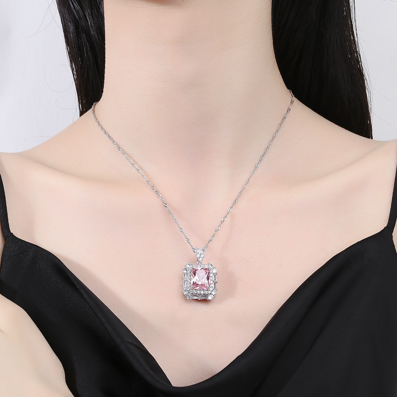 Elegant Red & Blue Gemstone Pendant Necklace, S925 Silver, with Diamond Accents, Fashionable Jewelry for Women