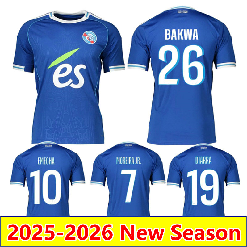 25 26 RC Strasbourg Alsace soccer jerseys EMEGHA maillot de foot 2025 2026 home SAHI DION ANDREY SANTOS BELLEGARDE BAKWA SYLLA MARA football shirts home