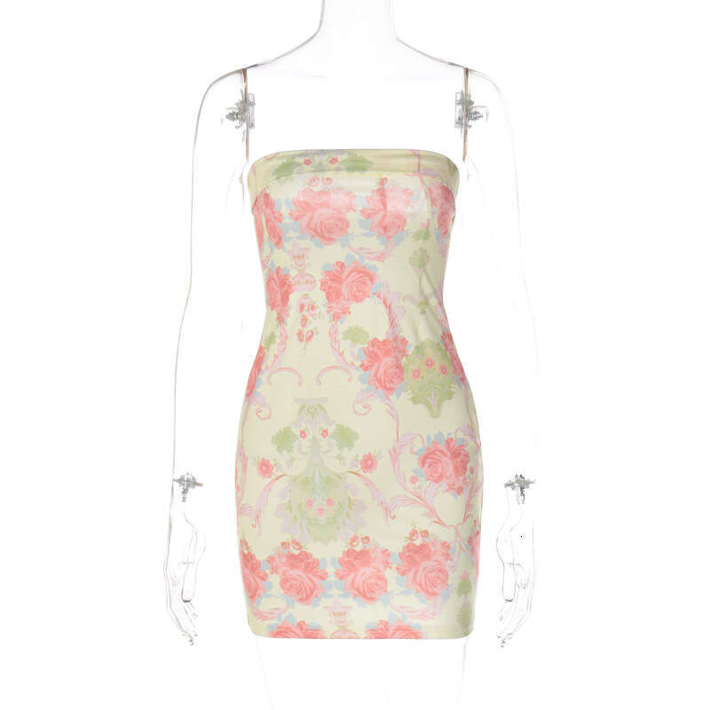Maxi Dress New Women S Fresh Wind Flower Core Print Wrapped Chest And Hip Fit Dress Floral Dress
