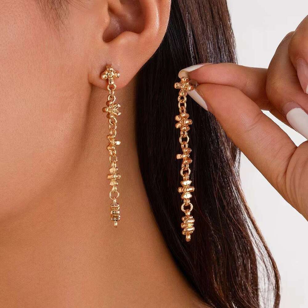 Personalized inlaid rhinestone Y shaped necklace set with cool style alloy collarbone chain