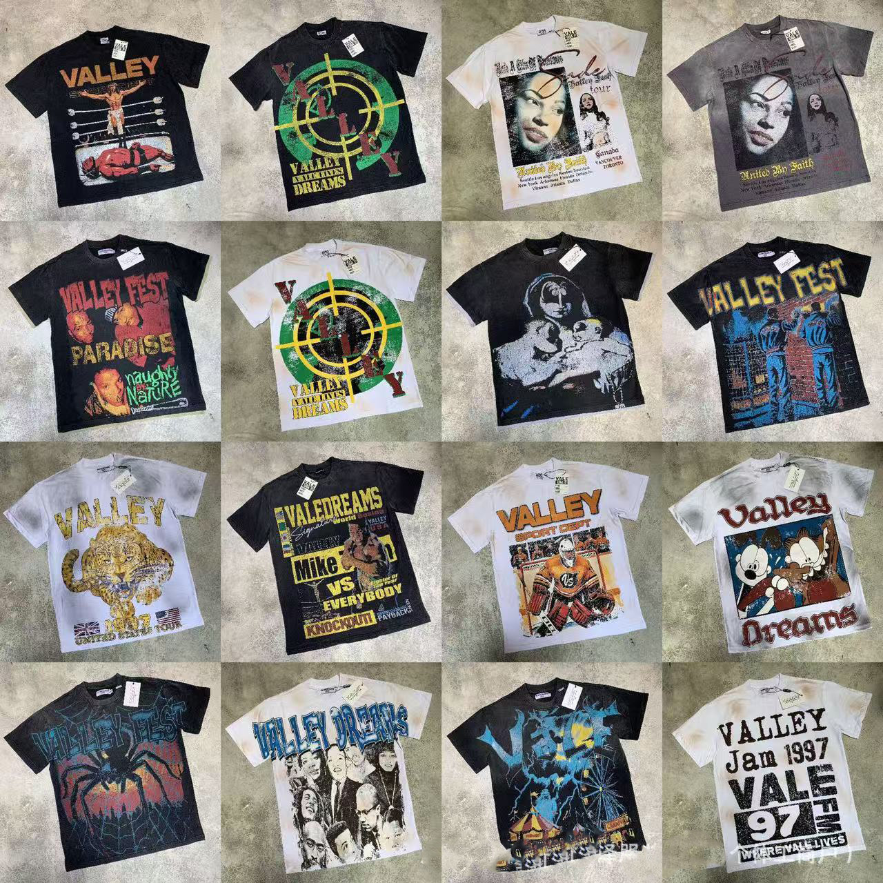 valley Designer Mens T Shirts valelives American vale Vintage Graphic Oversized Y2k Top Harajuku Gothic Cotton Short Sleeve Shirt Men Clothing