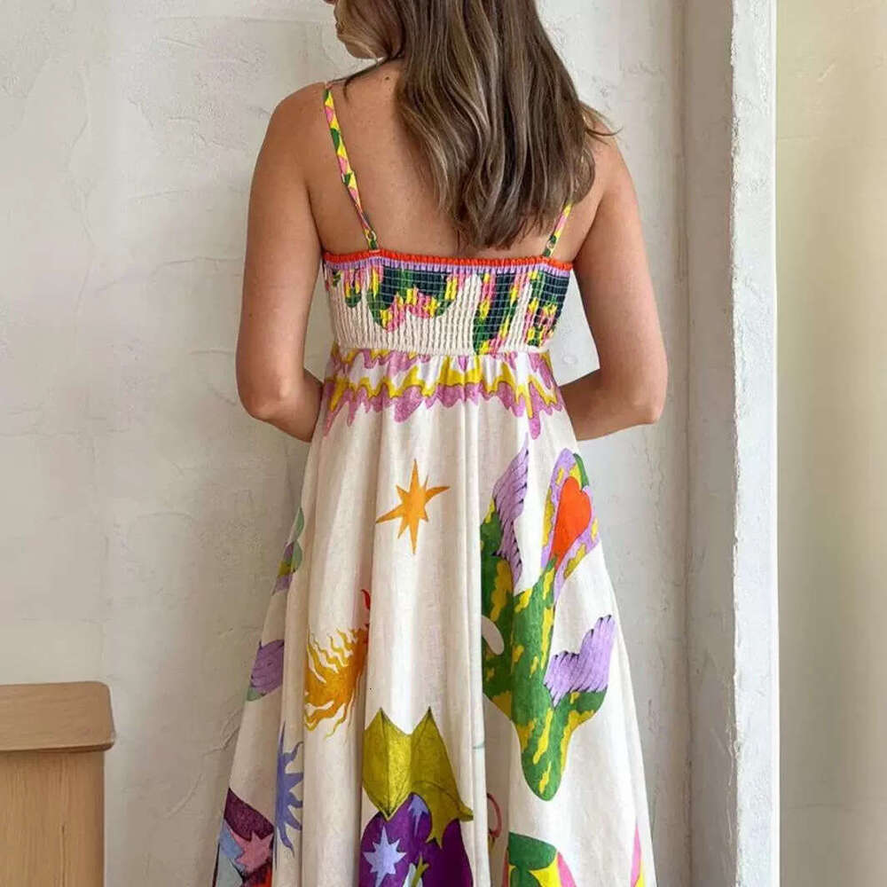 Maxi Dress Summer Women S Wear New Style Elegant High Waist Printed Strap Casual Fashion Dress Floral Dress