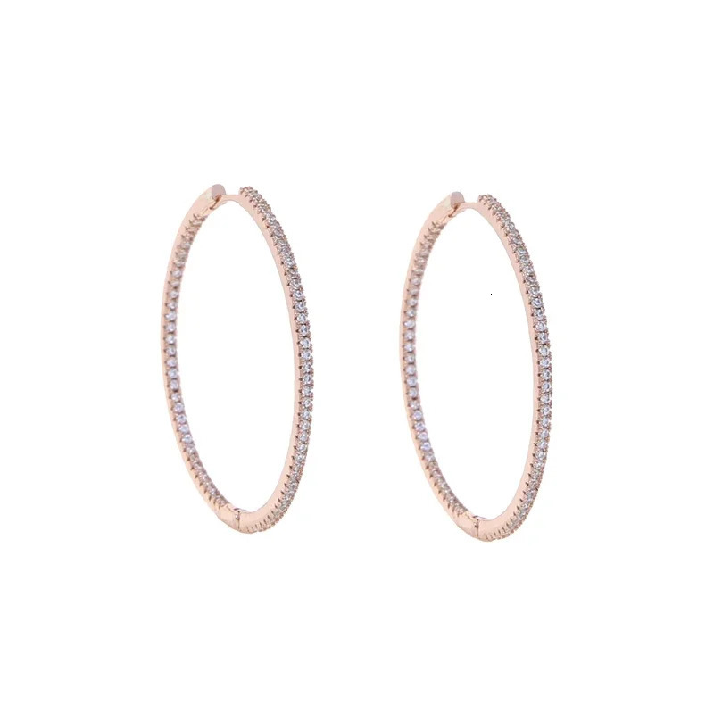 2024 A Pair of 50mm Huggie Big Hoop Earrings Big Size AAAAA CZ Stone with 3 Colors Fashion Jewelry 250519