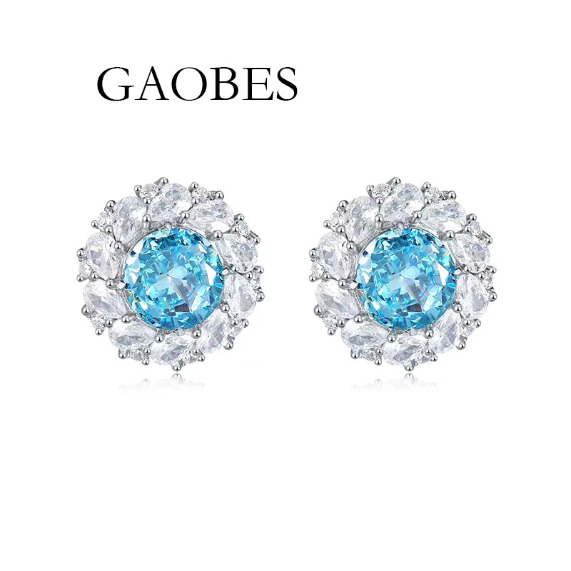 Luxury S925 Sterling Silver Halo Earrings with Green, Yellow, and Red Gemstones, Elegant Studs for Women