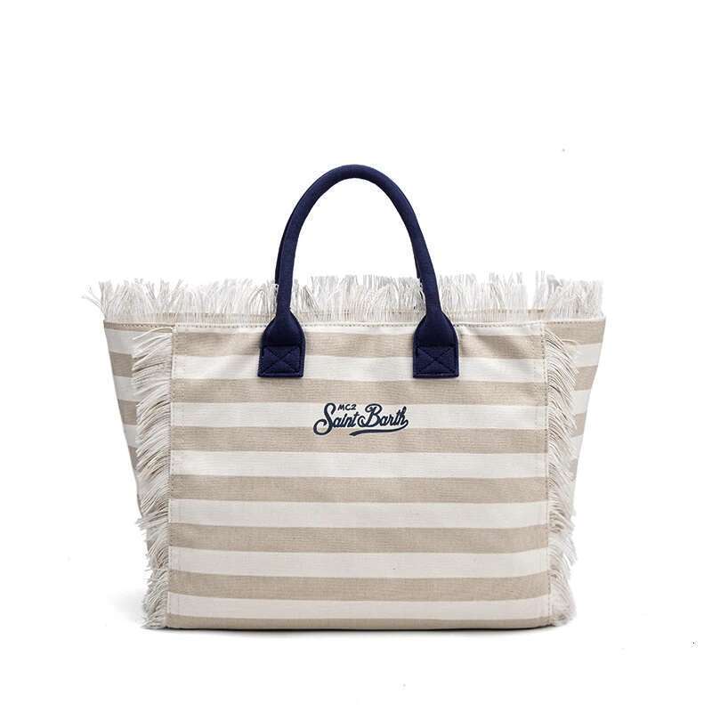 High-End Simple Design Fashionable Female White-Collar Office Worker Large Capacity Striped Letters Tote Bag