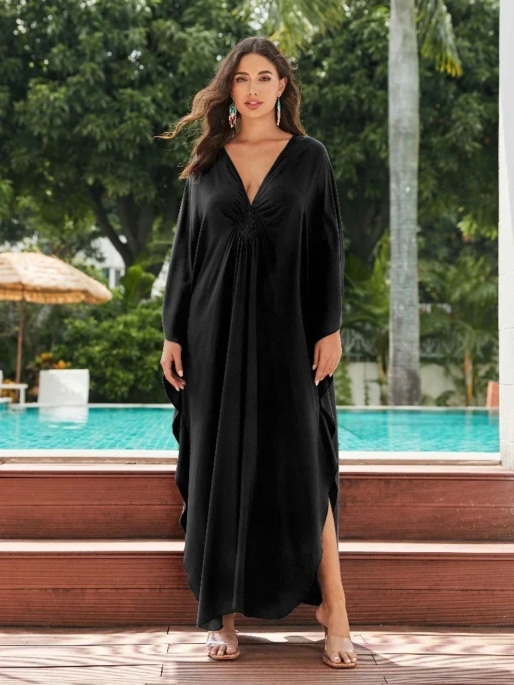 Bohemian Printed Loose Kaftan Casual Summer Vacation Maxi Dress For Women Clothes Beach Wear Moo Dresses Q1590 250519CJ